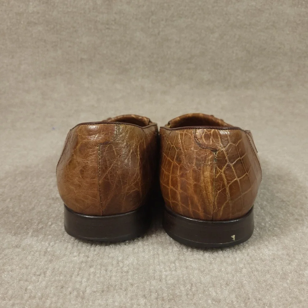 Mezlan Loafers Mens 10 Brown Alligator Tassel Kiltie Platinum Rodeo Spain Luxury